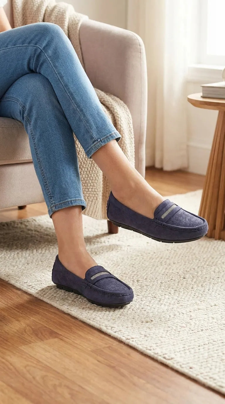 WN463948_1.jpg Navy Moccasin For Women WN4639 - View 1