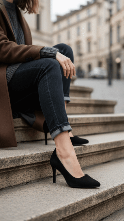 Black Court Shoes for Women WN7408 - View 1