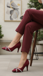 Maroon Court Shoes For Women WN7497 - View 1