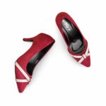 Maroon Court Shoes For Women WN7497 - View 5