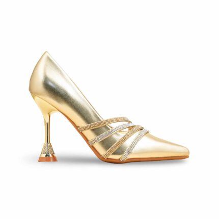 Golden Fancy Bridal Court Shoes WN7519 - View 2