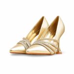Golden Fancy Bridal Court Shoes WN7519 - View 3