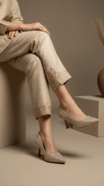 Champagne Fancy Bridal Court Shoes WN7543 - View 1