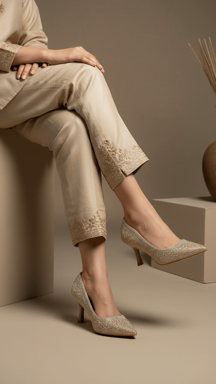 WN7543-86.png Champagne Fancy Bridal Court Shoes WN7543 - View 1