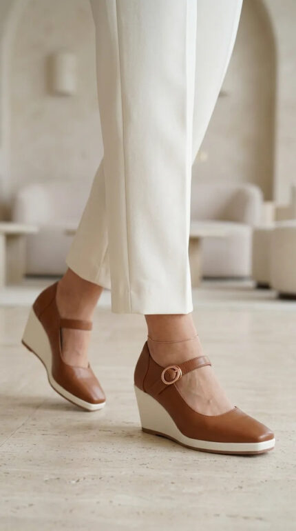 Tan Court Shoes For Ladies WN7607 - View 2